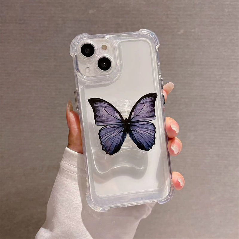 Butterfly Bracket Transparent Anti-fall Mobile Phone Case For iPhone