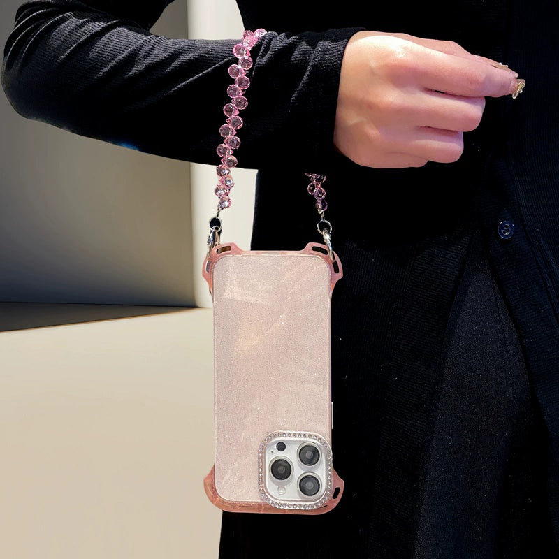 Four Corner Hanging Hole Glitter Powder Borderless Phone Case For iPhone