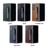 Electroplating Touch Pen PU Leather Holder Phone Case For Samsung Z FOLD