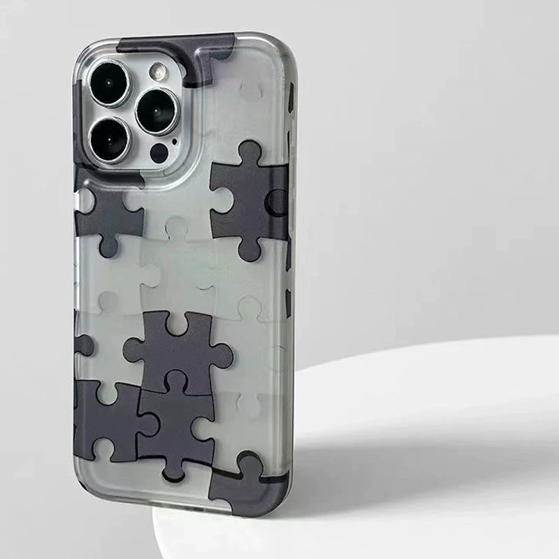 Gray Jigsaw Phone Case For iPhone