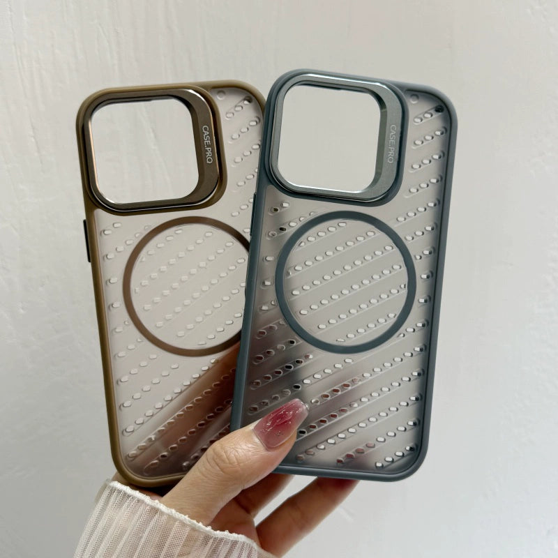 Lens Bracket Magnetic Phone Case For iPhone