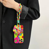 Graffiti Flower Woven Lanyard Phone Case for IPhone