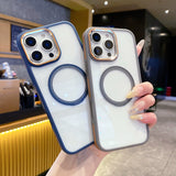 Contrast Color Metal Ring Magnetic Shell Phone Case For iPhone