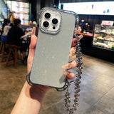 Four Corner Hanging Hole Glitter Powder Borderless Phone Case For iPhone