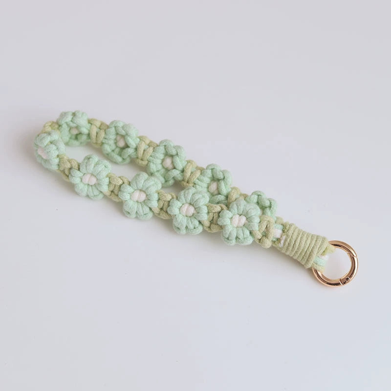 Braided Cotton Rope Flower Phone Chain Lanyard