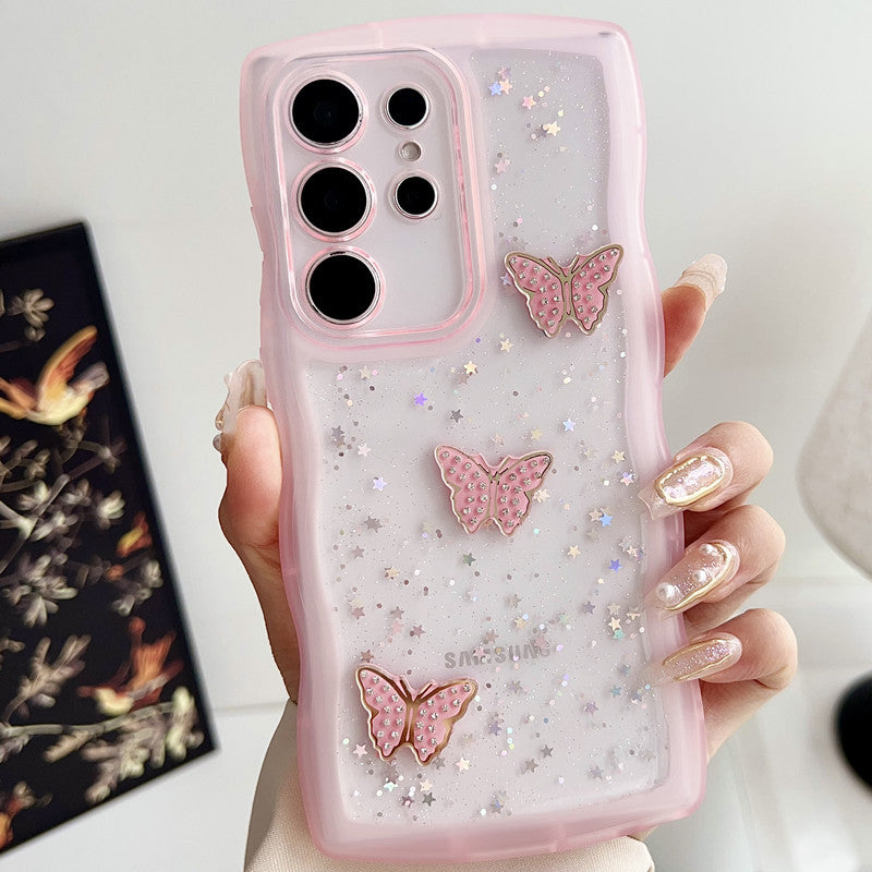 Glitter Butterfly Epoxy Phone Case For Samsung