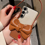 Brown Bow Simple Crossbody Phone Case For Samsung