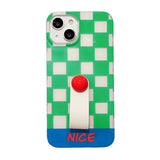 Spliced plaid Polka Dot Ring Buckle Mobile Phone Case For iPhone