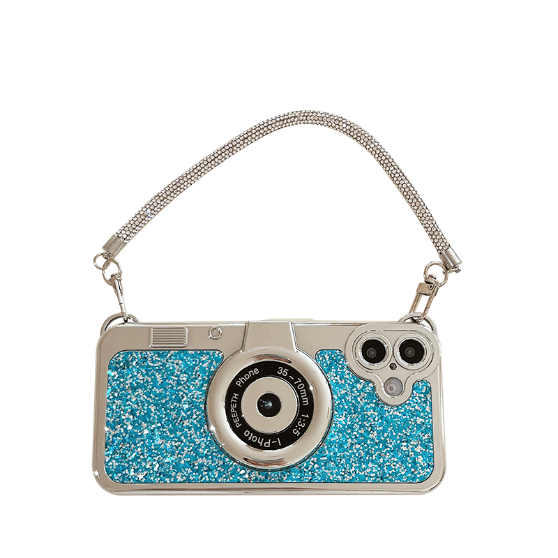 Diamond Camera Phone Case with Lanyard For iPhone