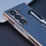 Electroplating Touch Pen PU Leather Holder Phone Case For Samsung Z FOLD
