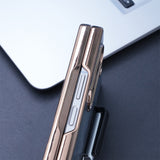 Electroplating Touch Pen PU Leather Holder Phone Case For Samsung Z FOLD