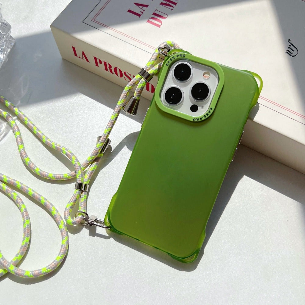 Four-corner Hole Hanging Rope Anti-fall Mobile Phone Case For iPhone