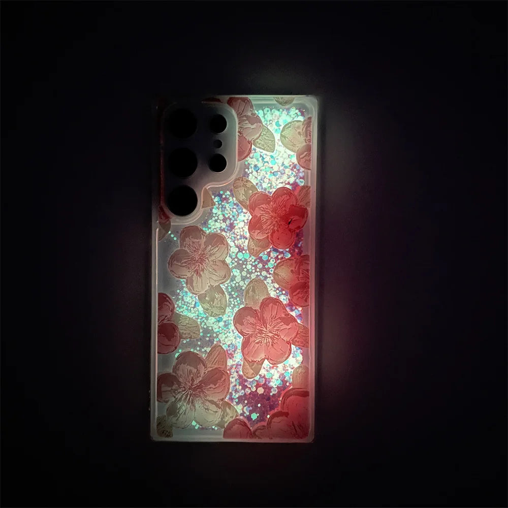 Oil Painting Flower Pattern Noctilucent Case For Samsung