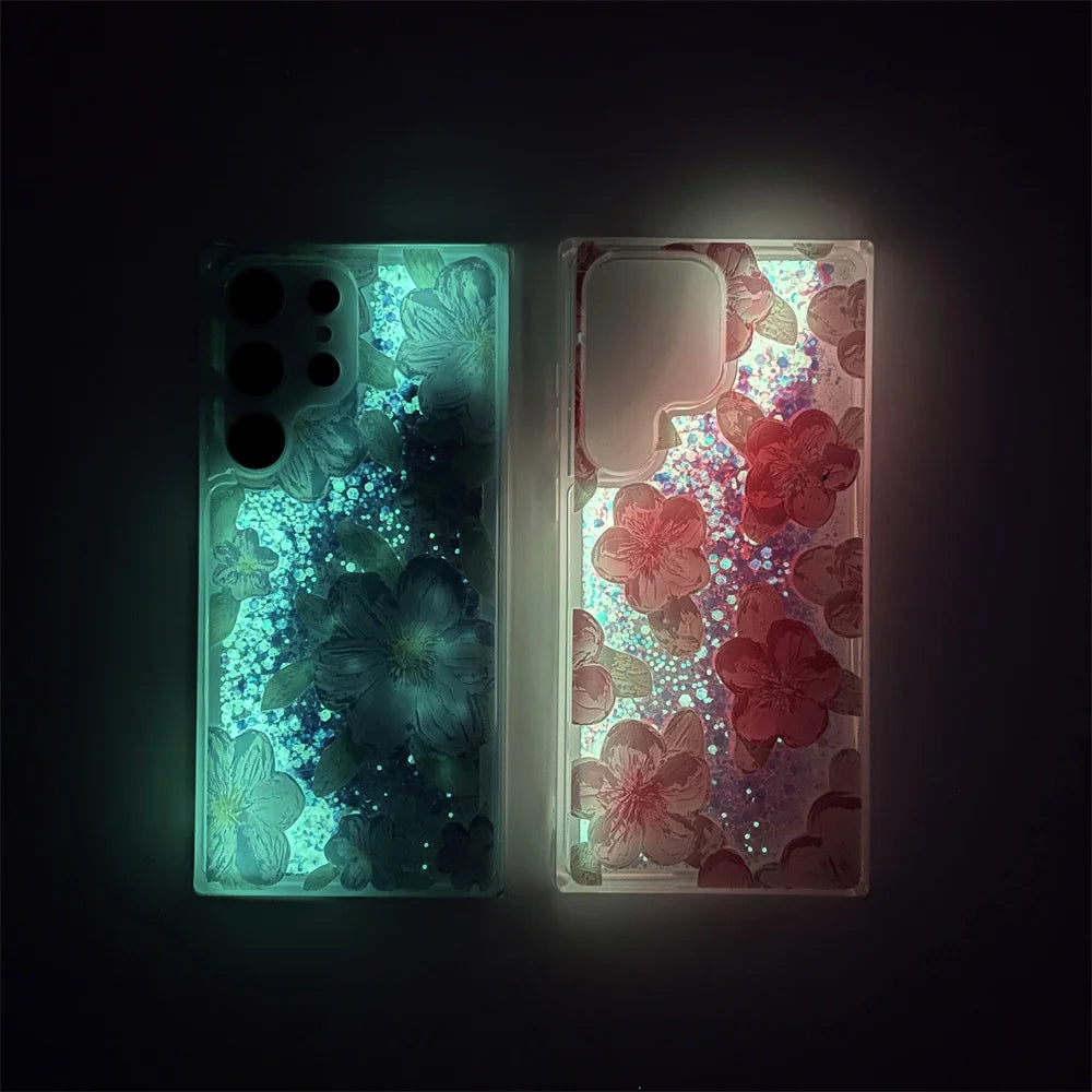 Oil Painting Flower Pattern Noctilucent Case For Samsung