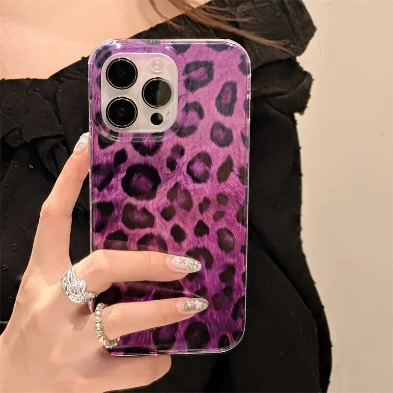 Leopard Print Stylish Lovely Heart Soft Phone Case For iPhone