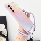 Shining Butterfly Lanyard Silicone Phone Case For Samsung