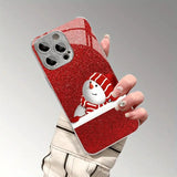 Christmas Santa Claus Snowman Pattern Glass Electroplated Phone  Case for iPhone