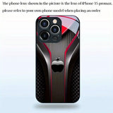 Red Carbon Fiber For Apple Pattern Tempered Glass Black Case For iPhone