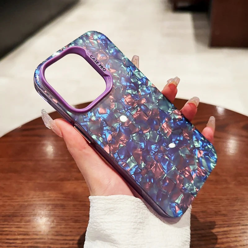 Bling Glitter Dream Conch Shell Marble Case For iPhone