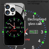 Luminous Electronic Dial Pattern Tempered Glass Phone Case For iPhone