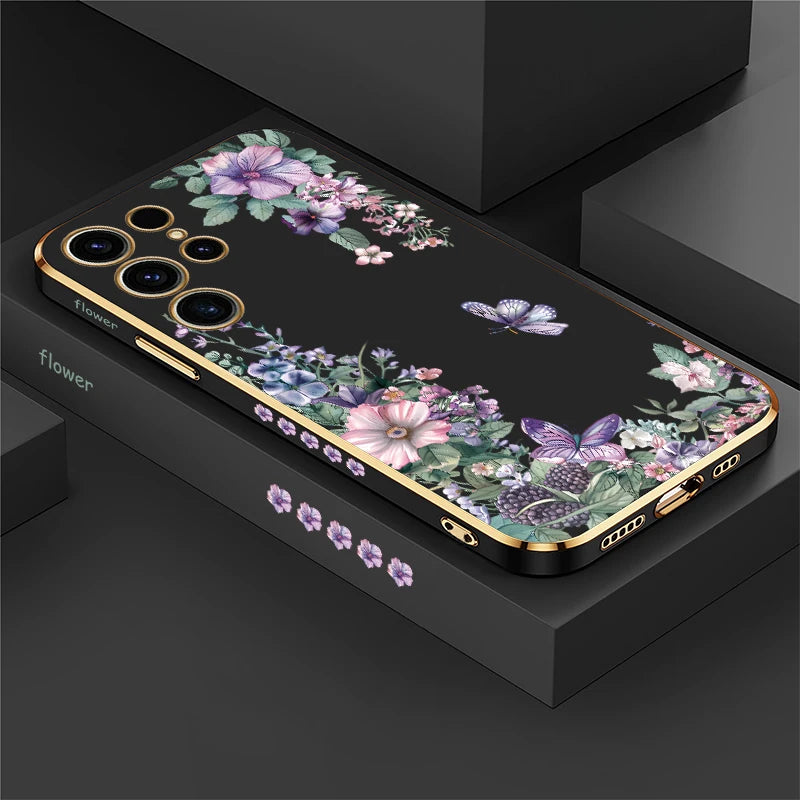 Flower Printing TPU Soft Plating Phone Case For Samsung