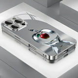 Plating Silver “candy red apple ” Glass Design Case  For iPhone