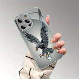 Light Luxury Crystal Eagle Pattern Glass Electroplated Phone Case For iPhone