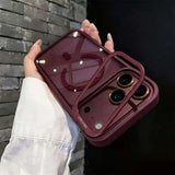Luxury Bracket Stand Magnetic With Lens Protector Phone Case for iPhone
