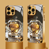 Transparent Golden  Tempered Glass Phone Case For iPhone