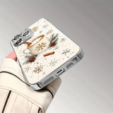 Christmas Snowflake Pattern Glass Electroplated Silver Phone Case For iPhone