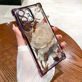 Elegant Golden Lotus Flower Plating Airbag Phone Case For Samsung