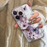 Butterfly Transparent Soft Flower Pattern Phone Case For iPhone