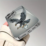 Light Luxury Crystal Eagle Pattern Glass Electroplated Phone Case For iPhone