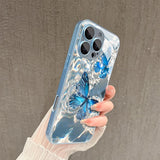 Elegant  Water Butterfly Pattern Glass Phone Case for iPhone
