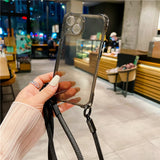 Crossbody Lanyard Cord Rope Necklace Transparent Case For iPhone