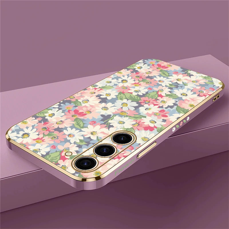 Flowers Plating Phone Case For Samsung