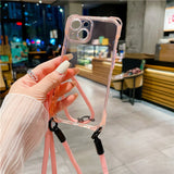Crossbody Lanyard Cord Rope Necklace Transparent Case For iPhone