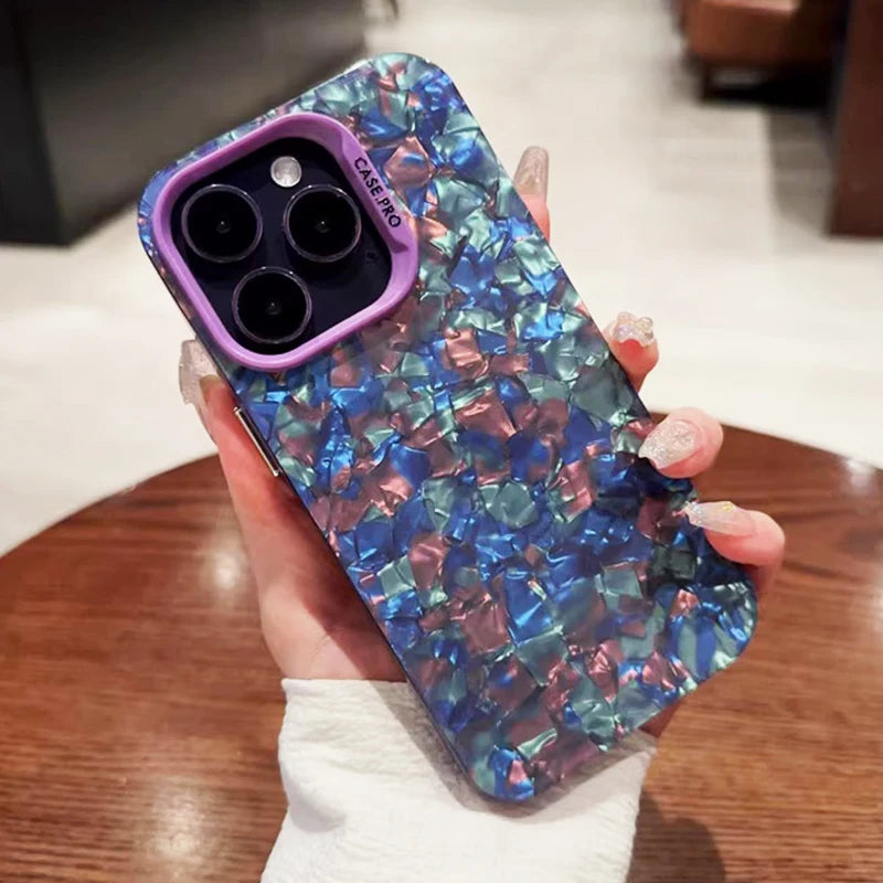 Bling Glitter Dream Conch Shell Marble Case For iPhone