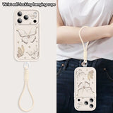 Retro Butterfly Pattern Lanyard  Soft Wrist Strap Cover Phone Case For iPhone