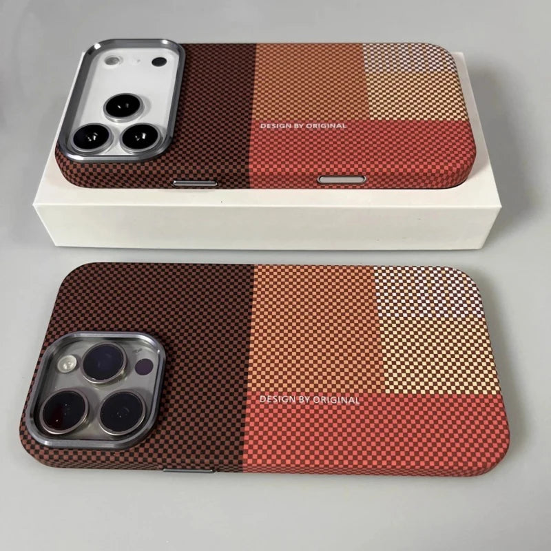 Grid Pattern Magnetic Phone Case For iPhone