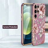 Plating Flower Pattern Phone Case For Samsung