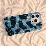 Moon Stars And Black Cats  Phone Case For iPhone