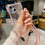 Crossbody Lanyard Cord Rope Necklace Transparent Case For iPhone