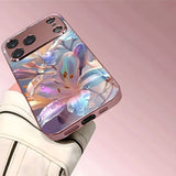 Colorful Lily Pattern Metallic Tempered Glass Phone Case For iPhone