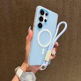 Candy Color Matte  With Lanyard Soft Cover  Phone Case For Samsung