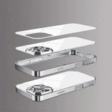 Silver Metallic Paint Electroplated Glass Phone Case for iPhone