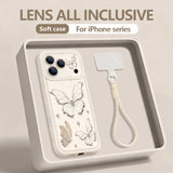 Retro Butterfly Pattern Lanyard  Soft Wrist Strap Cover Phone Case For iPhone