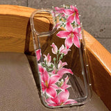 Cherry Flower Print Clear Case For iPhone