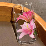 Cherry Flower Print Clear Case For iPhone