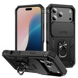 Heavy Duty Build in 360° Rotate Kickstand Slide Camera Case For iPhone